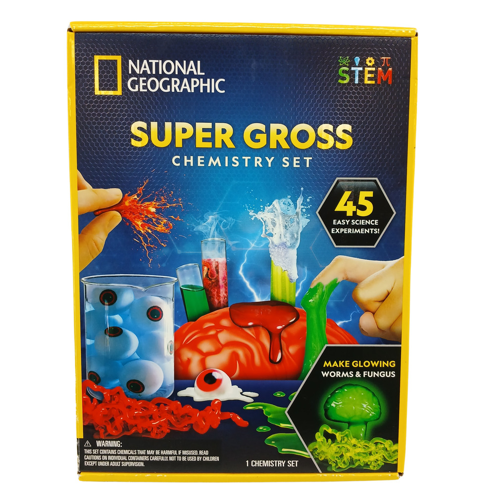 National Geographic Super Gross Chemistry Set STEM Kids Science Kit 45 Experimen